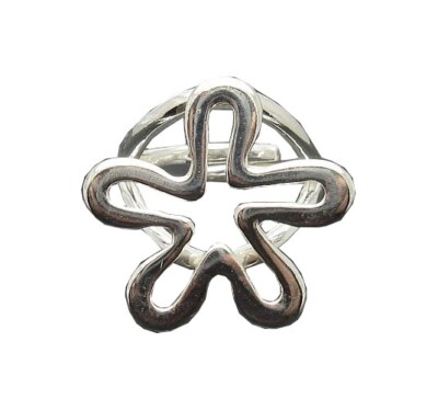Handmade Sterling Silver Ring Flower Hallmarked 925 Nickel Free Adjustable Size