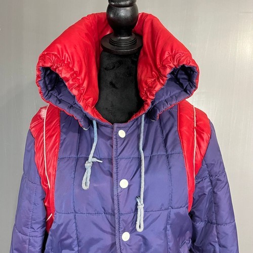 Abrigo de esquí vintage años 70 Envoy The Now chaqueta para mujer retro acolchado púrpura azul rojo S - Imagen 5 de 13
