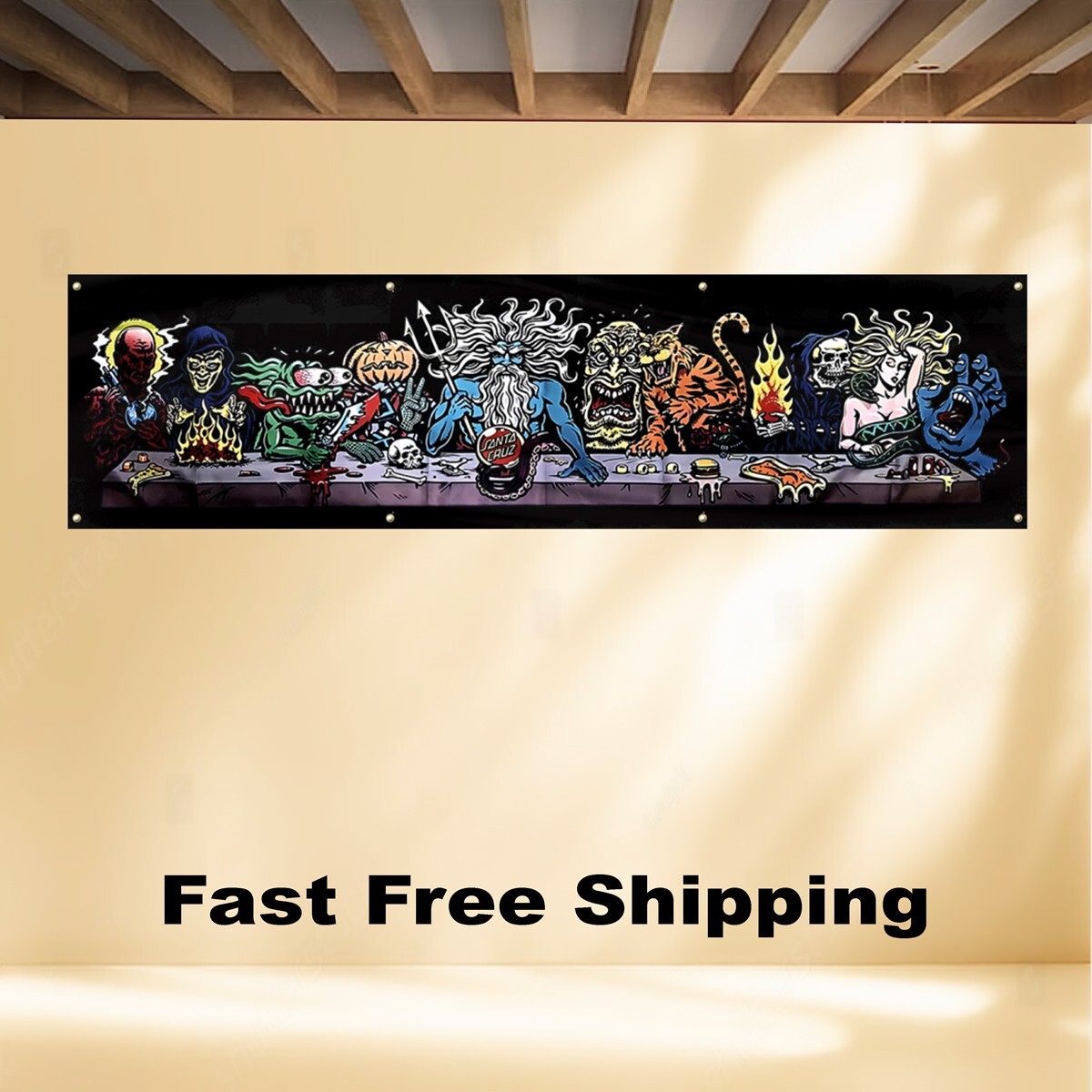 SANTA CRUZ 2'X8' BANNER FLAG SKATEBOARD BIKE BICYCLE