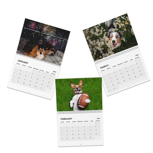 2025 Puppy Calendar - Whimsical Pet wall planner, Dog lover gift, Animal Decor,