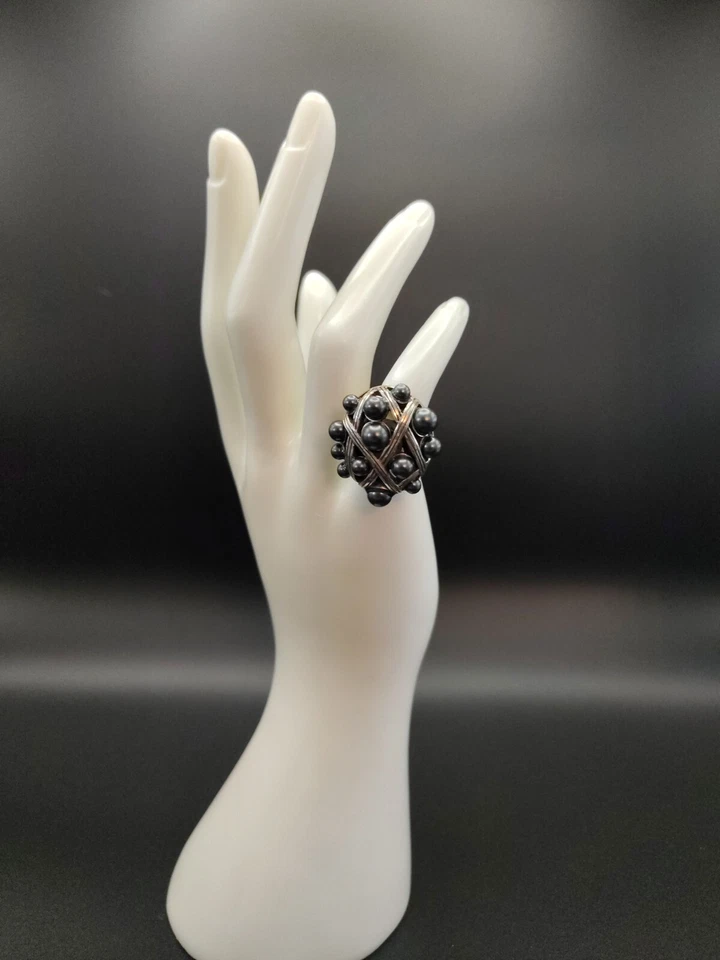 Anillo de Plata BRIGHTON SERENE Vidrio Gris Perla ~ Retirado Talla 4.25 Foto 4 de 4