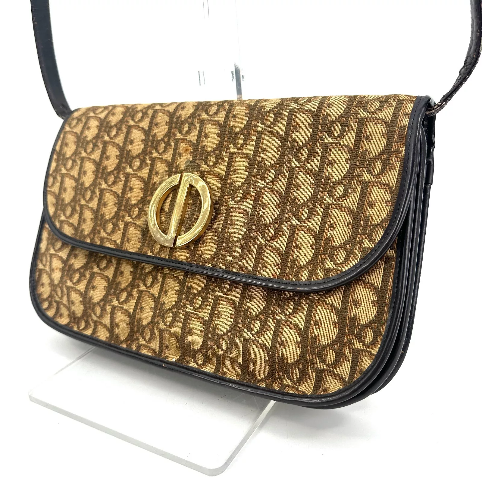 Sac bandoulière Dior trotteur toile marron du Japon authentique 0440
