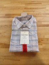 Men's Calvin Klein Regular Fit Wrinkle Free Stretch Dress Shirt Purple M 15-15.5