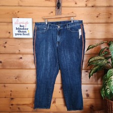 Talbots NWT High Waist Modern Ankle Crop Straight Jeans Stripe Plus Sz 18 X 25"