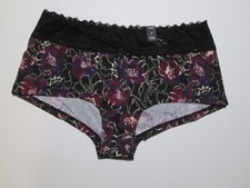 Torrid Cotton Midrise Lace Trim Boyshort Panties Blk Water Floral Size 0 12