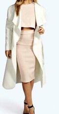 Women Italian Long Duster Jacket Ladies French Belted Trench Waterfall Coat 8-22