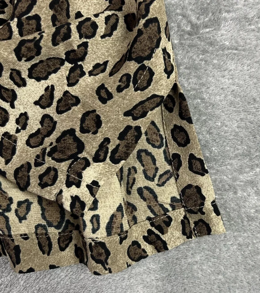 Blusa boho Emma James para mujer 22 W camisa de campamento con botones marrón estampado de leopardo Foto 4 de 4