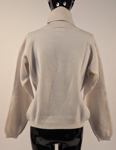 MAGLIONE VINTAGE DI DESIGN BIANCO LANA COLLO TARTARUGA MADE IN ITALY - Foto 2 di 3