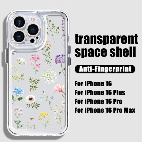 Funda blanda transparente floral a prueba de golpes para iPhone 16 Pro Max 15 14 13 12 11 XR - Imagen 21 de 22