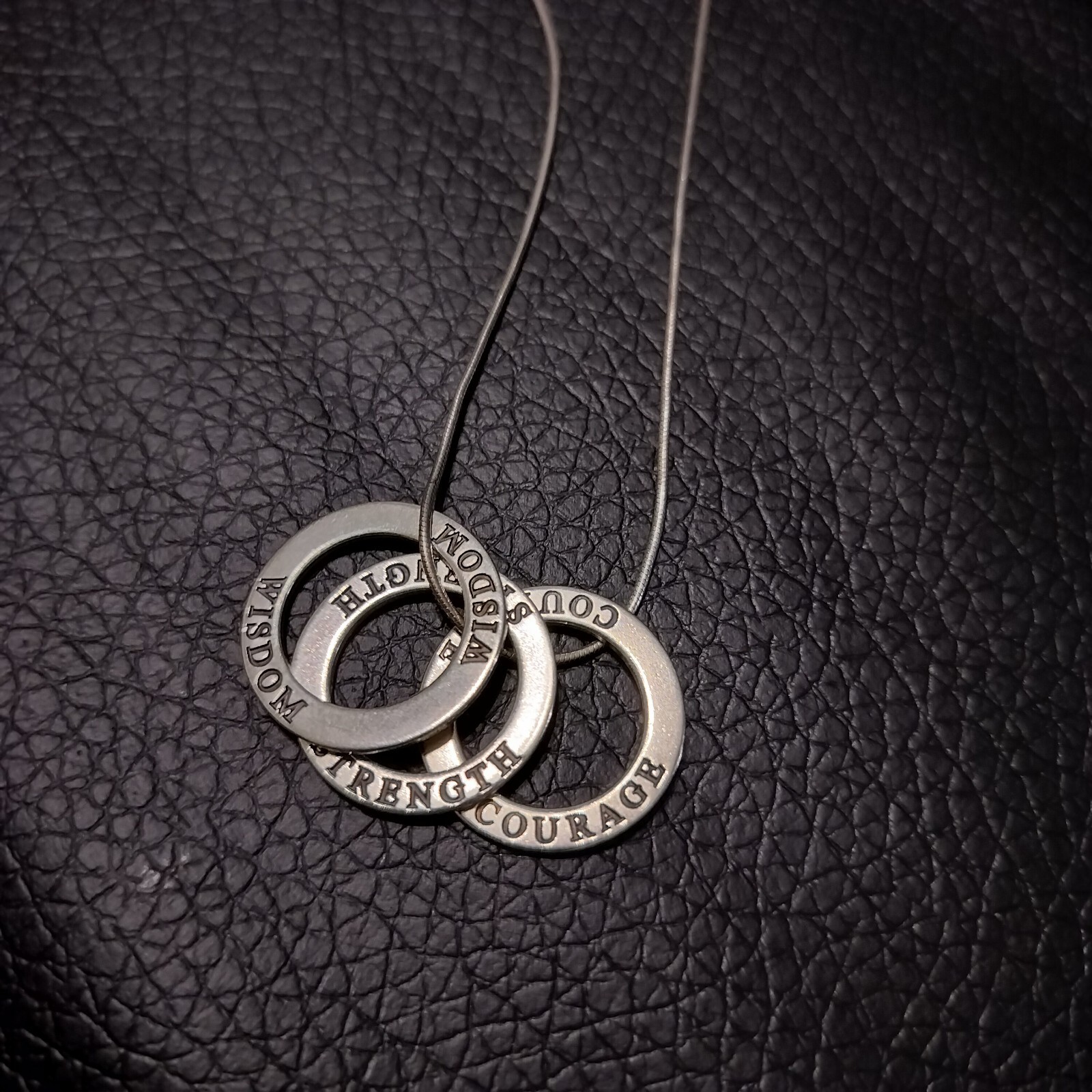 Wisdom Strength Courage Silver Circle Necklace 925 - image 2