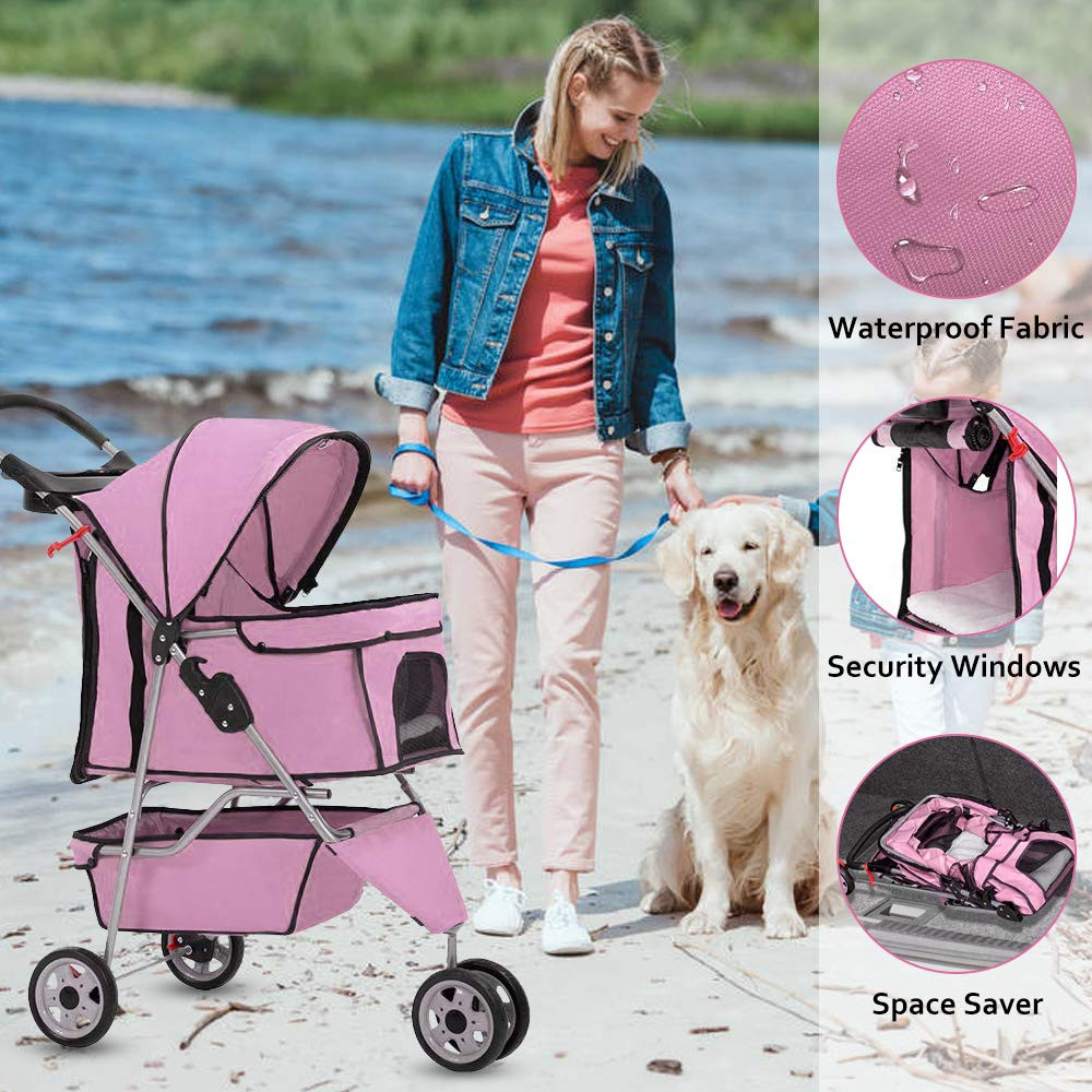 Pet Stroller for Small Medium Dogs & Cats,Folding Dog Stroller Carrier Strolling