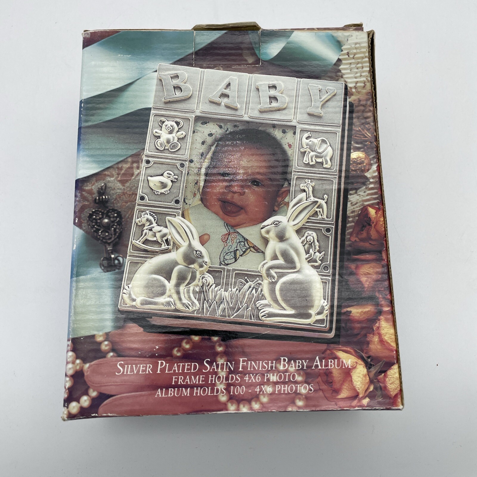 Silver Plated Satin Finish Baby Photo Album 100 - 4×6 Photos NIB-image