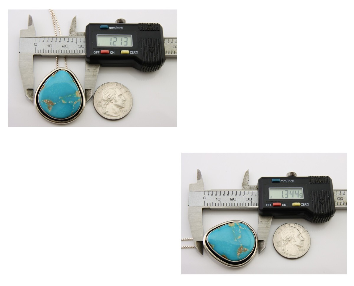 Navajo Necklace 925 Silver Blue Turquoise Artist Signed Doug