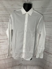Calvin Klein Men's Regular Fit Button Front White Shirt Long Sleeve Size 16