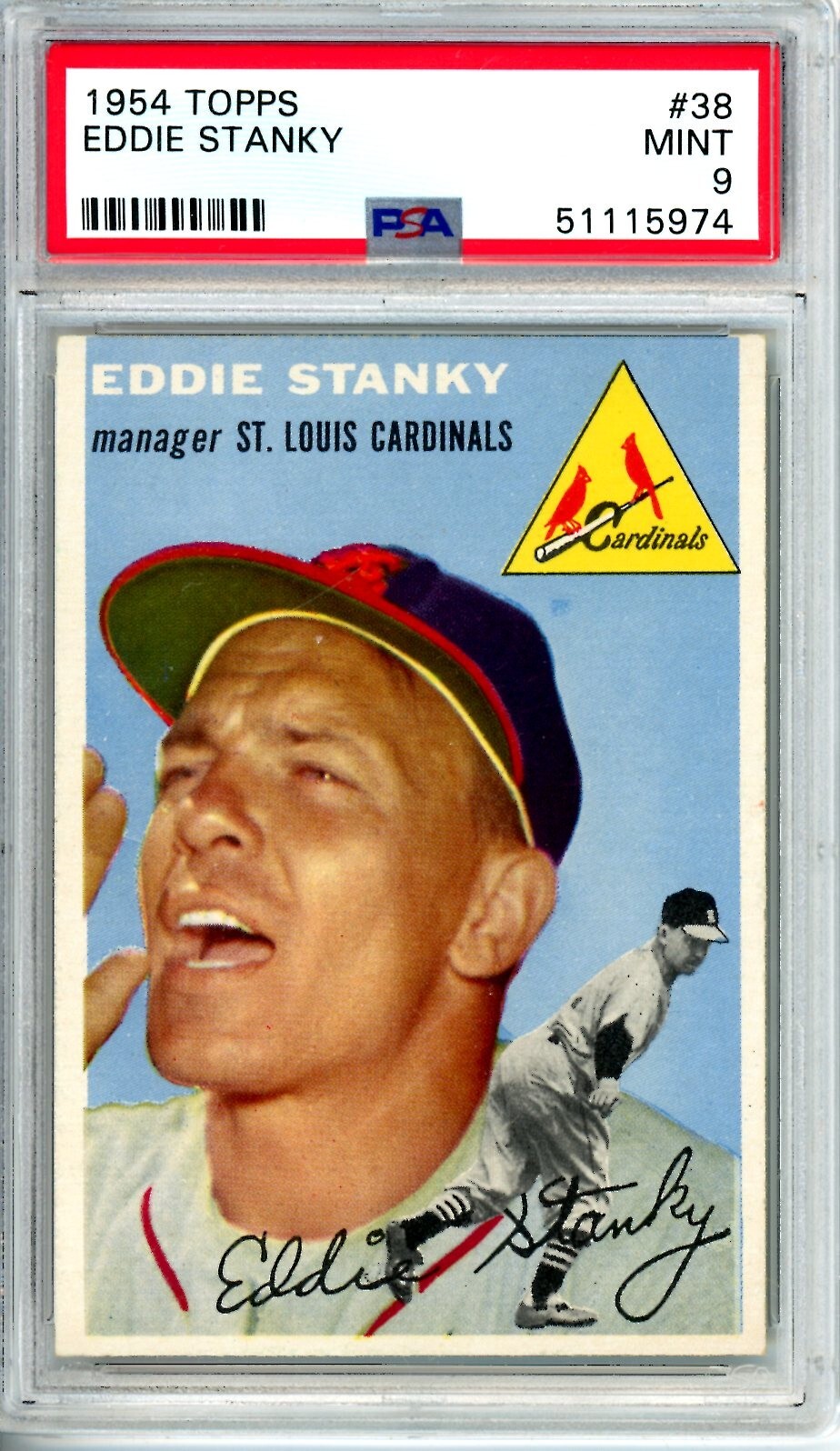 1954 Topps Eddie Stanky #38 PSA 9 Cardinals 11514
