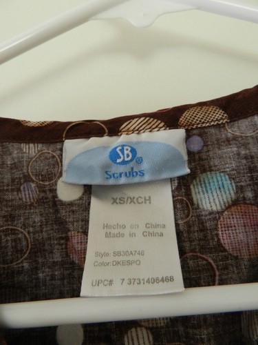 Scrubs Womens Brown with Polka Dots Scrub Top Size XS - Picture 2 of 3