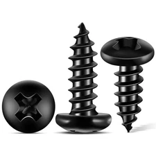 100 PCS #6 5/8" Stainless Steel Wood Screws Black Pan Head Phillips