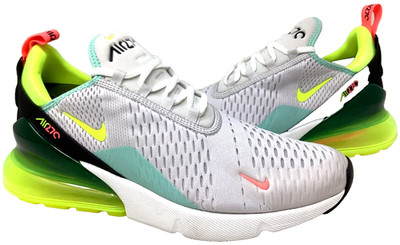 Nike Men's Air Max 270 Lace Up Athletic Sneakers Gray/Neon Size:10 121F