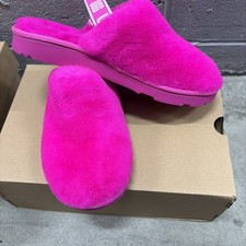 UGG K Fluff Yeah Clog Rock Rose Pink Sheepskin Slingback Slippers Size 6