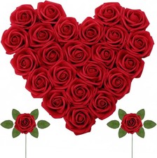 Artificial Flowers, Dark Red Fo Real Looking Roses with Stems,