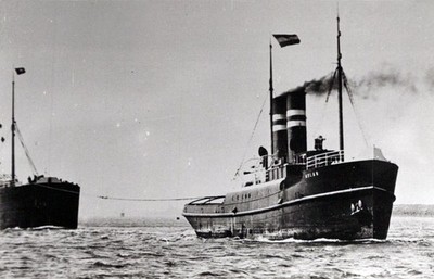 ATLAS Tugboat Towing Ship Postcard Size Real Photo #SDD748