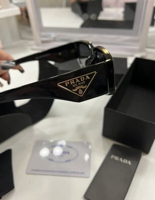 PRADA PR 09ZS Rectangle Unisex Sunglasses Black/Gold (Brand New) authentic  