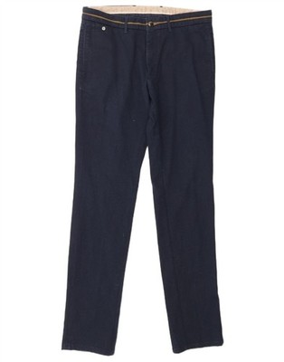 MASSIMO DUTTI Mens Slim Chino Trousers EU 42 Large W32 L33 Navy Blue CF03