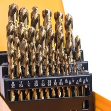 M35 Cobalt Drill Bit Set, 29Pcs High Speed Steel Twist Jobber Length Drill Bi...