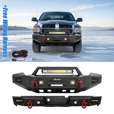 Front And Rear Bumper For 2002-2005 Dodge Ram 1500 Wwinch Plateled Lights Kit