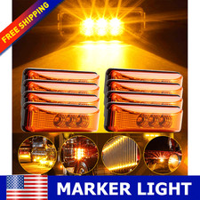 4x/8x Amber 3-LED Side Marker Lights RV Truck Trailer Clearance Light Waterproof