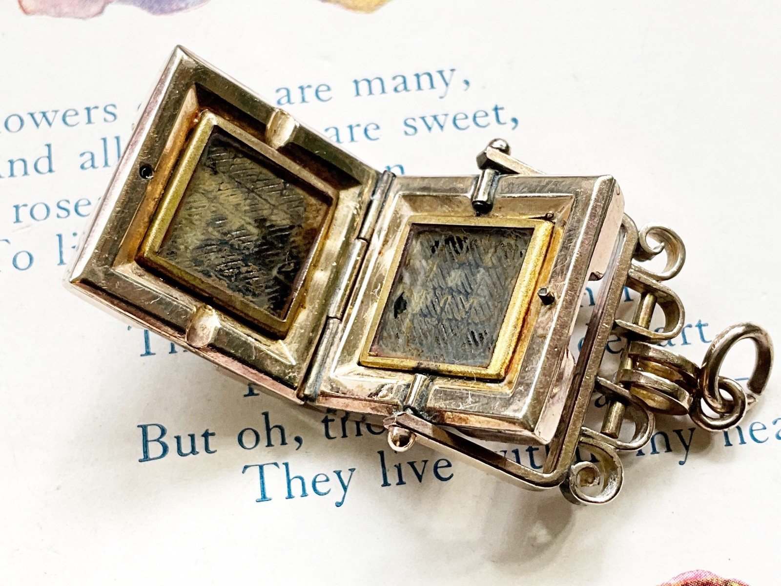 Antique Gold Filled Spinner Locket Watch Fob Pendant with Bloodstone & Carnelian