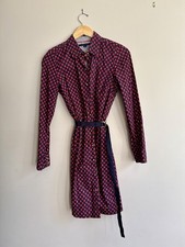 Tommy Hilfiger Floral Belted Shirt Dress 100% Cotton S/P Navy Red