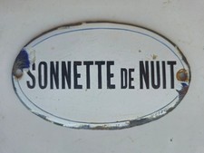 Plaque émaillée bombée SONNETTE DE NUIT.