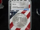 1986 American Silver Eagle 1oz NGC MS69 Patriotic Flag Label Core