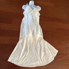 Flora Nikrooz Nightgown Satin Lace Bridal Honeymoon Ivory Beaded Elegant Size L