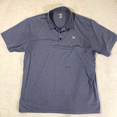 Callaway Opti-Dri Men's 2XL Gray/White Striped Moisture Wicking Golf Polo