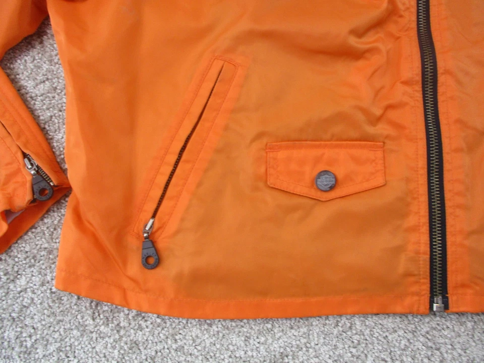 Chaqueta Harley-Davidson Mujer XL Naranja Nylon Motociclista Asym Cremallera Logo Foto 3 de 4