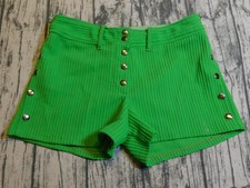 VTG GOGO SHORTS MOD BRIGHT GREEN SNAP FRONT TEXTURED POLY 60's 70's WOMENS 9 10