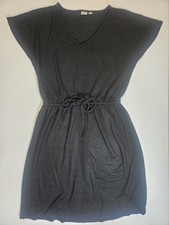 Gap Dress Womens XS Black Stretchy Tie Waist Cap Sleeve V-neck Minimalist Casual