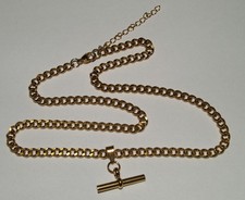 Stainless Steel 18ct Gold Plated T-Bar Necklace