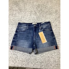 Risen Jeans Womens Medium Wash Cuffed Mid Rise Denim Shorts RDS6459 Size Small