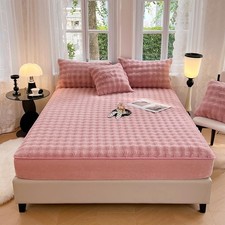 Ziqinpsq Plush Shaggy Fitted Sheet Full Size -Velvet Fitted Sheet Faux Fur