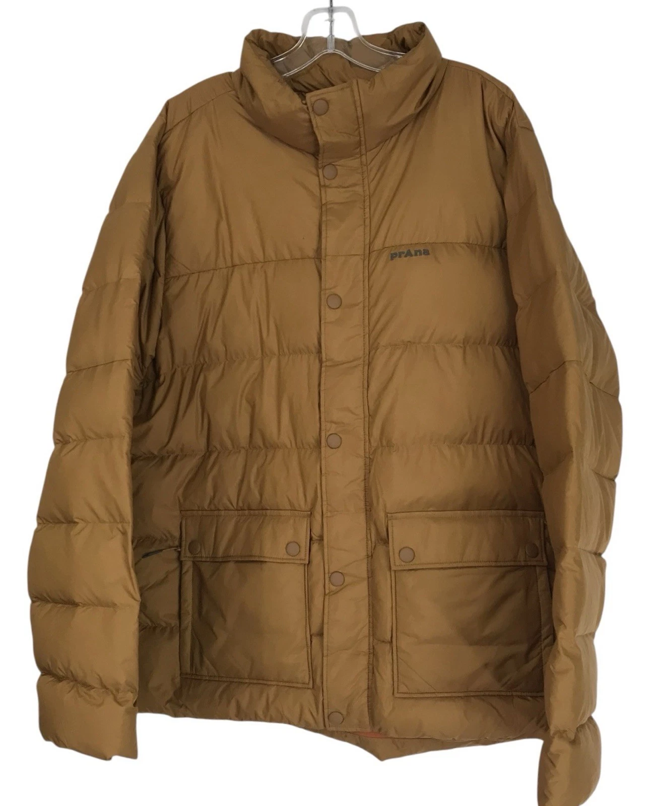 Prana Mens Puffer Jacket Size XL North Palisade Gold Walnut Down Filled Coat