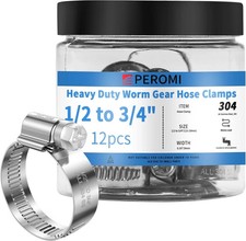 12PCS Heavy Duty Hose Clamps Stainless Steel 304,1/2" Hose Clamp to 3/4" Hose Cl