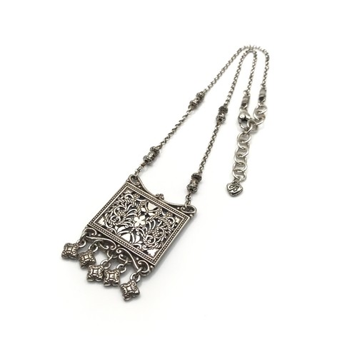 Collana ciondolo Brighton placca argento palazzo stile etnico look vintage 16-17,5 - Foto 5 di 11