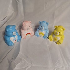 Vintage Ceramic Care bear Statue Lot 4 Cheer, Funshine, Grumpy, Wish Bear