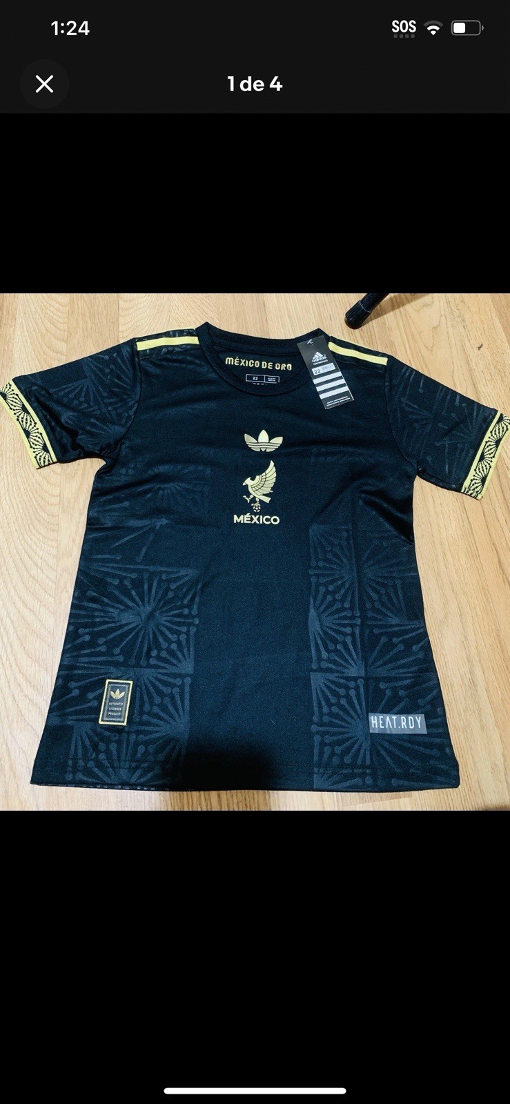 adidas Mexico National Team Soccer Jersey Black Gold Size 26, 28