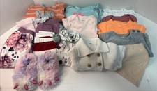 15 Piece Baby Girl Clothing Bundle 3-6 Months Mixed Brands, Sleeper Shirts Pants