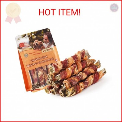 Furmate Dog Treats, Chicken Duck Wrapped Cod Skin Sticks for Dogs, Healthy Fish 