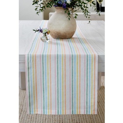 Solino Home Julia 108'' Striped 100% Pure Linen Table Runner - Multicolor Pastel